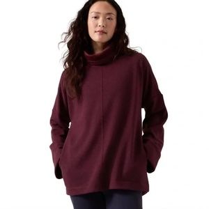 Athleta Women’s Cozy Karma Funnel Neck Sweatshirt Spiced Cabernet Size L